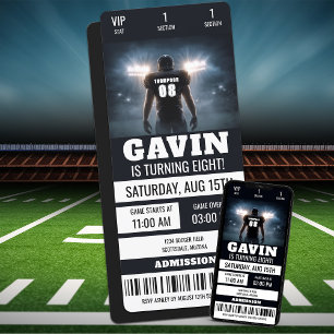 Personalized Football Ticket Birthday Party Invitation