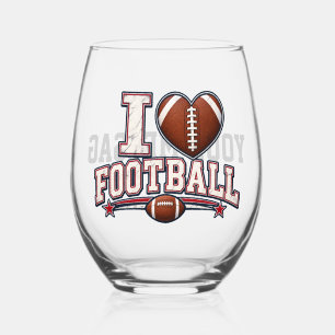 Personalized Football Wine Glass I Love Football