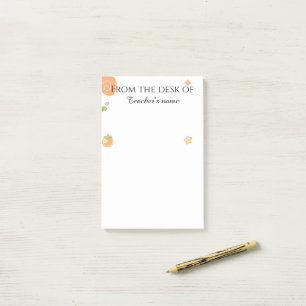 Personalized for elementary Teacher's Cute Peach   Post-it Notes