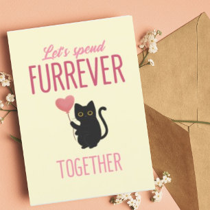 Personalized Forever Together Cute Cat Valentines Holiday Card