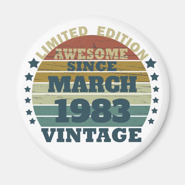 Personalized forty vintage 40th birthday party magnet (Front)