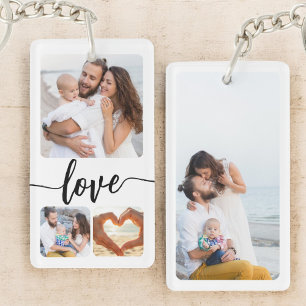 Personalized Four Photo Custom Collage Text Key Ring