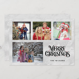 Personalized Four Photo Family Name Holiday Card