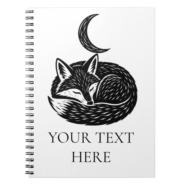 Personalized Fox & Crescent Moon Notebook  (Front)
