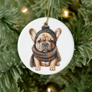 Personalized French Bulldog Dog Art Ceramic Tree Decoration