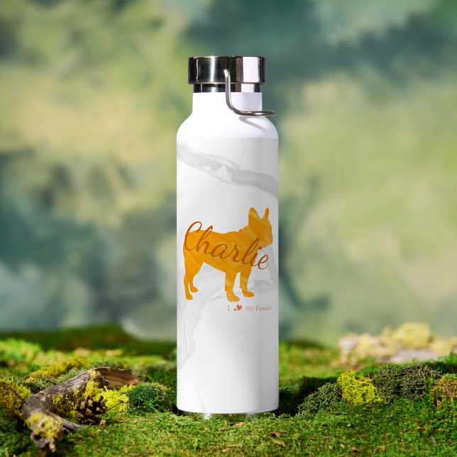 Personalized French Bulldog Pastel  - Frenchie Water Bottle (Outdoor (Rotated))