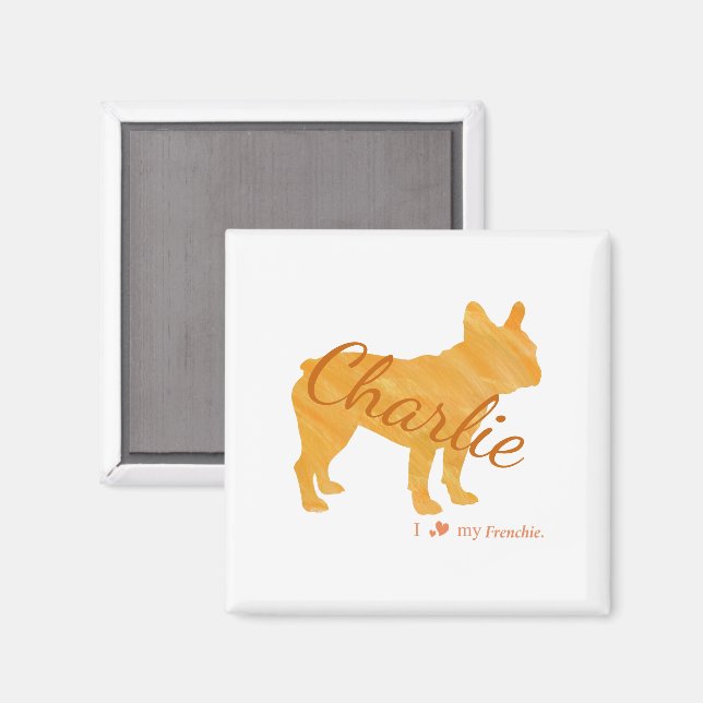 Personalized French Bulldog Pastel Orange Frenchie Magnet (Front/Back)