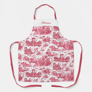 Personalized French Chariot of Dawn Toile-Pink Apron