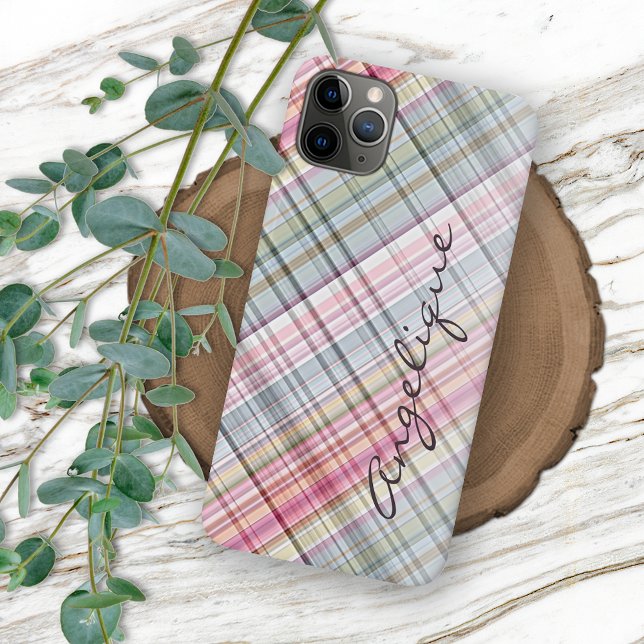 Personalized French Shabby Chic Plaid Pattern iPhone Case (Creator Uploaded)