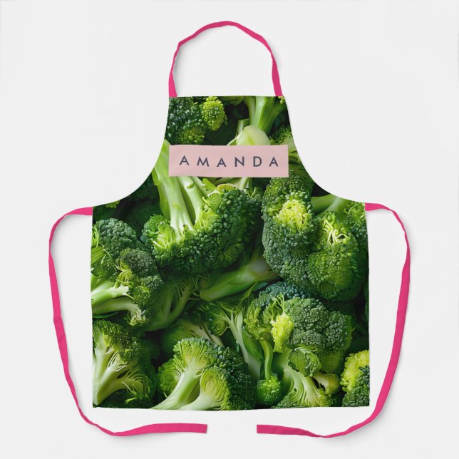 Personalized Fresh Green Broccoli Design Apron (Front)