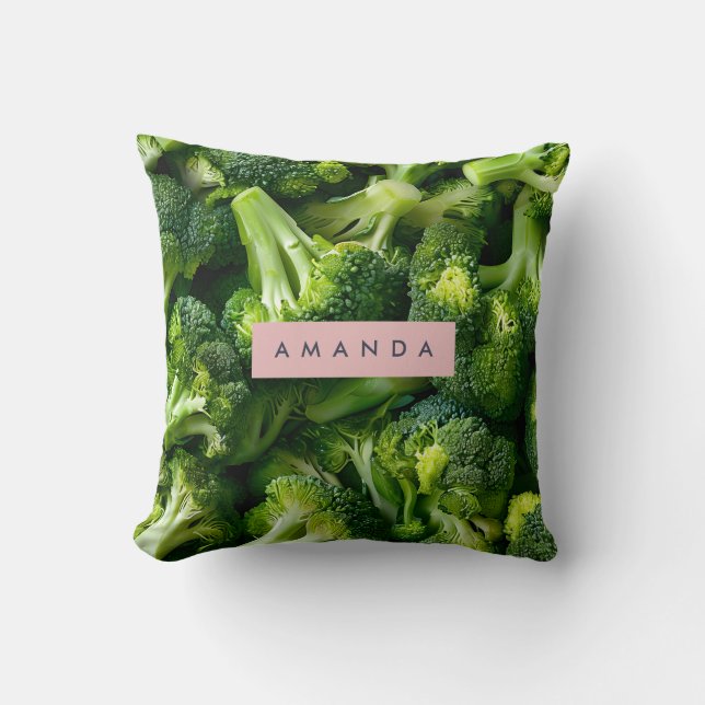 Personalized Fresh Green Broccoli Design Cushion (Front)