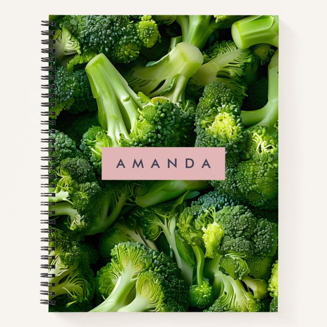Personalized Fresh Green Broccoli Design Notebook (Front)