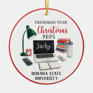 Personalized Freshman Year Christmas For College Ceramic Tree Decoration