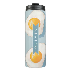 Personalized Fried Egg Pattern Fun Blue Funny  Thermal Tumbler