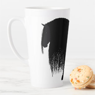 Personalized Friesian Horse Illustration Latte Mug