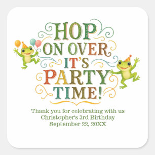 Personalized Frog Toddler Kids Boy Girl Birthday Square Sticker