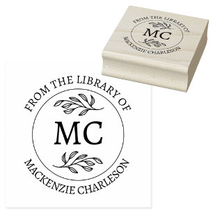 Personalized From the Library of Monogram Book Rubber Stamp