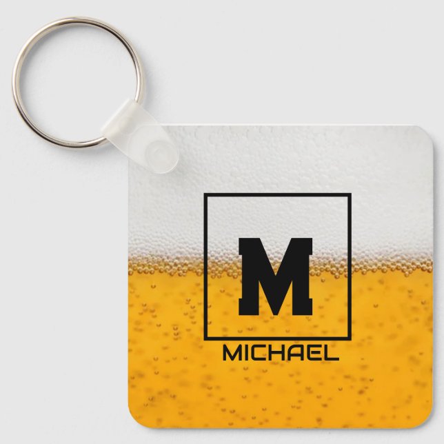 Personalized Frosted Beer Mug with Custom Name Key Ring (Front)