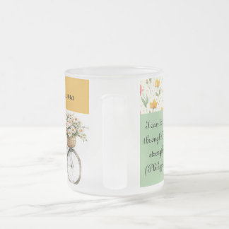 Personalized Frosted Glass Mug - Floral Bicycle