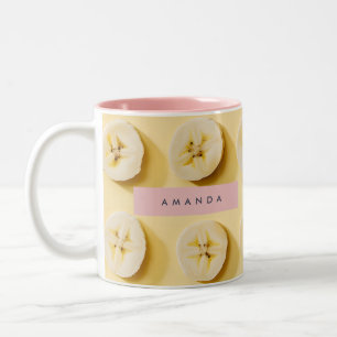 Personalized Fun Banana Slice Yellow  Two-Tone Coffee Mug