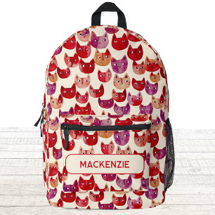 Personalized Fun Colorful Watercolor Cat Pattern Printed Backpack