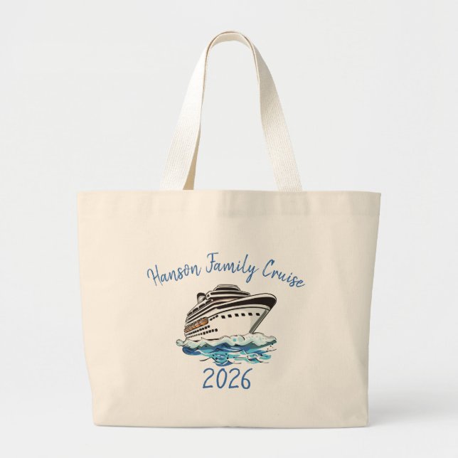 Personalized Fun Cruise Ship Large Tote Bag (Front)