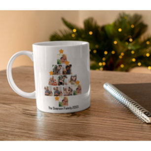 Personalized Fun Family Christmas 11 Photo Collage Coffee Mug