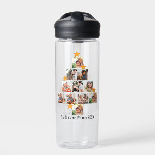 Personalized Fun Family Christmas 11 Photo Collage Water Bottle