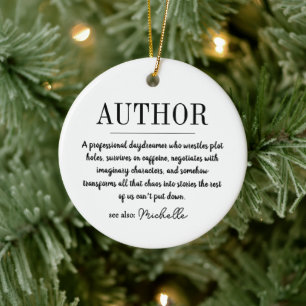 Personalized Funny Author Writer Definition  Ceramic Tree Decoration