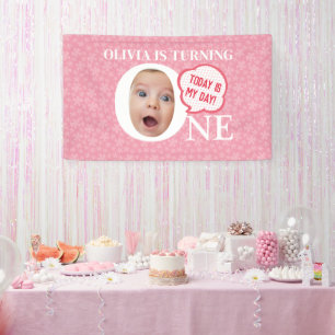 Personalized funny baby face 1st birthday party  banner