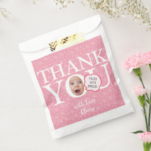 Personalized funny baby face 1st birthday party favour bags