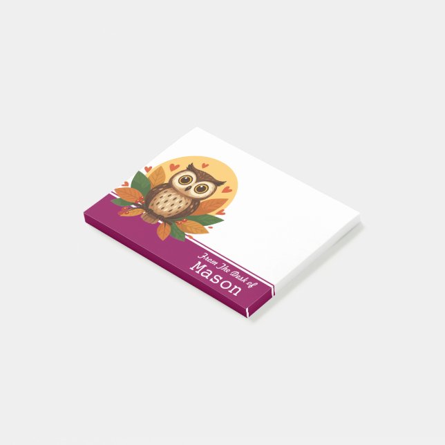 Personalized Funny Brown Owl Post-it Notes (Angled)