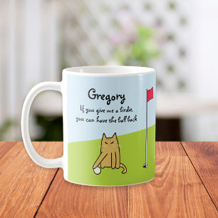 Personalized Funny Cartoon Cat Golf Joke Coffee Mug