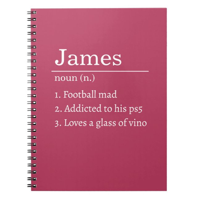Personalized Funny Dictionary Definition Black  Notebook (Front)