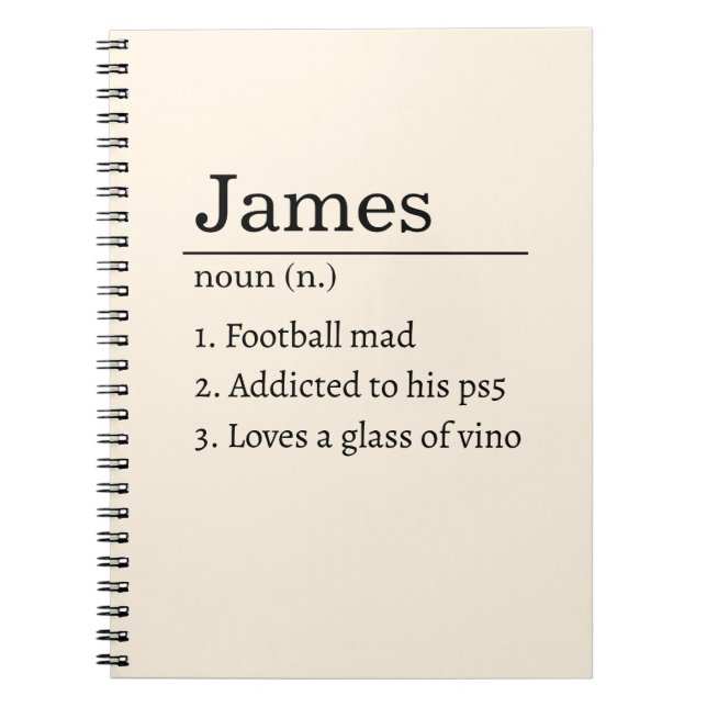 Personalized Funny Dictionary Definition Cream Notebook (Front)