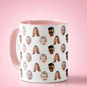 Personalized Funny Family Face 4 Photos Mug