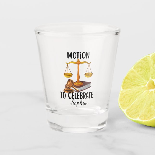 Personalized funny  law graduate  shot glass (Front)