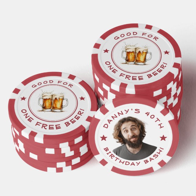 Personalized Funny Photo Good For One Beer Bar Poker Chips (Stack)