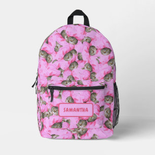 Personalized Funny Pink Cat Printed Backpack