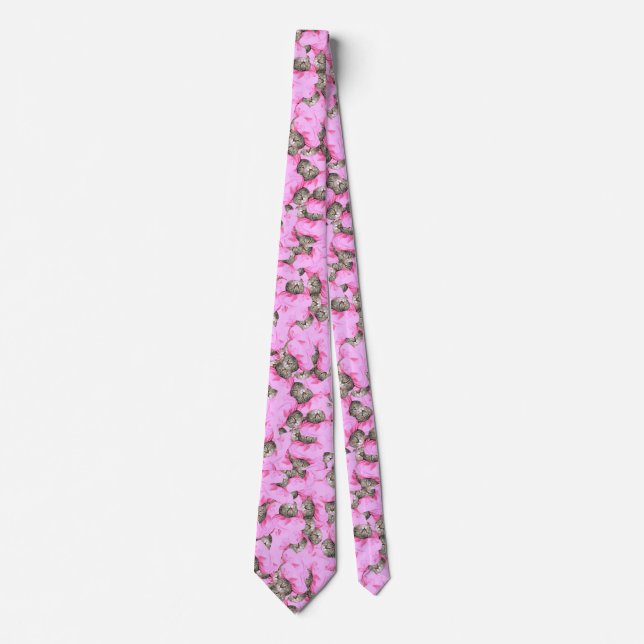 Personalized Funny Pink Cat Tie (Front)