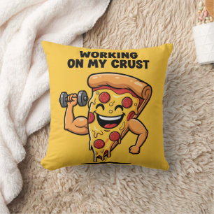 Personalized Funny Pizza Weightlifting Pun Cushion