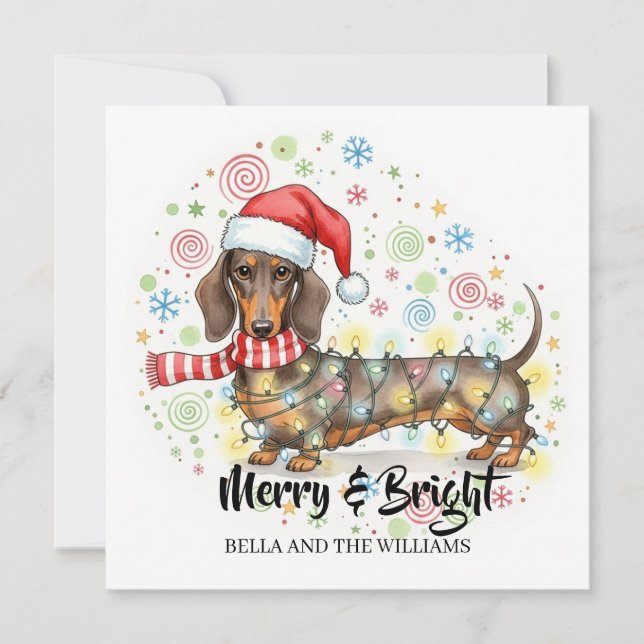 Personalized Funny Quirky Dachshund Christmas card (Front)