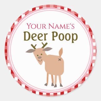 Personalized Funny Reindeer Poop Christmas Gift Classic Round Sticker