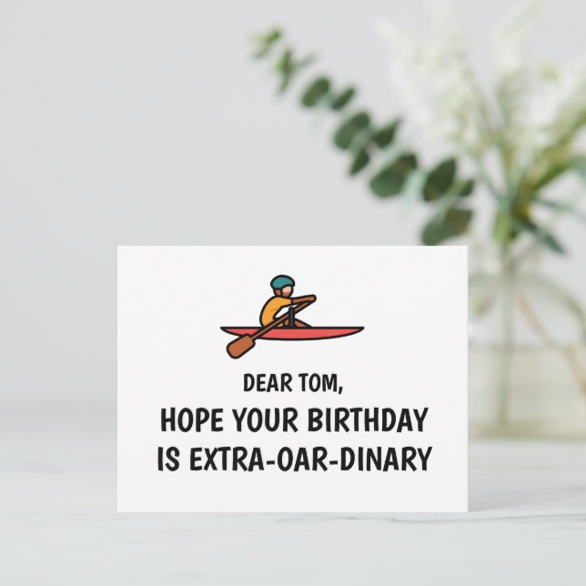 Personalized Funny Rowing Happy Birthday card (Standing Front)