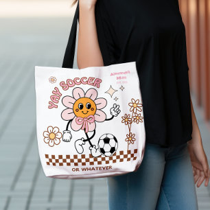Personalized Funny Soccer Mum Retro Flower  Tote Bag