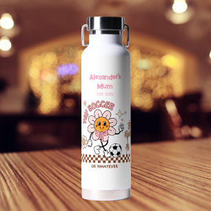 Personalized Funny Soccer Mum Retro Flower  Water Bottle