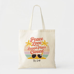 Personalized Funny Teacher Summer Peace Love Tote Bag