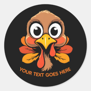 Personalized Funny Turkey Face Thanksgiving Classic Round Sticker
