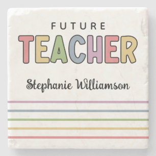 Personalized Future Teacher Colorful Cute Stone Coaster