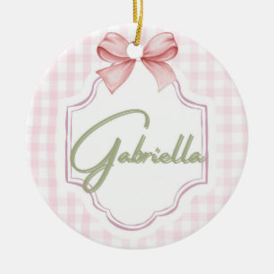 Personalized Gabriella Baby Girl Nursery Bow  Ceramic Tree Decoration